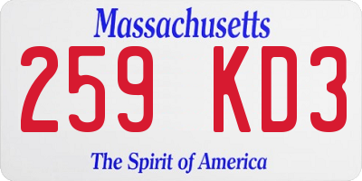 MA license plate 259KD3