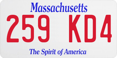 MA license plate 259KD4