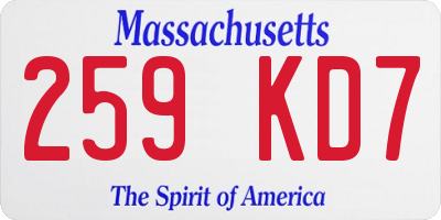 MA license plate 259KD7