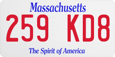 MA license plate 259KD8