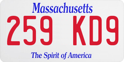 MA license plate 259KD9