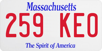 MA license plate 259KE0