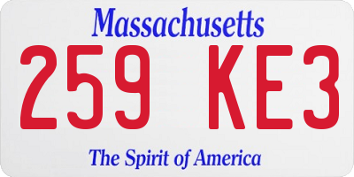 MA license plate 259KE3