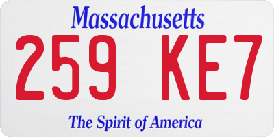 MA license plate 259KE7