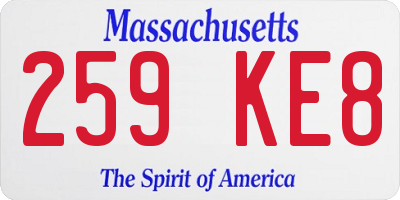 MA license plate 259KE8