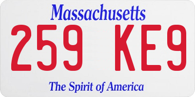 MA license plate 259KE9