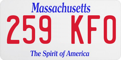 MA license plate 259KF0