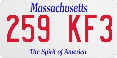 MA license plate 259KF3