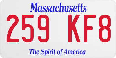 MA license plate 259KF8