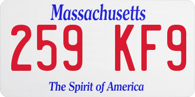 MA license plate 259KF9