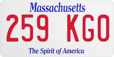 MA license plate 259KG0