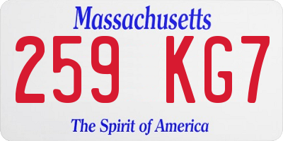 MA license plate 259KG7