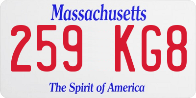 MA license plate 259KG8