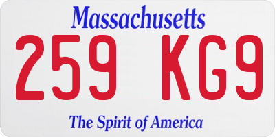 MA license plate 259KG9