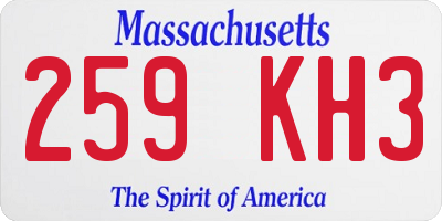 MA license plate 259KH3