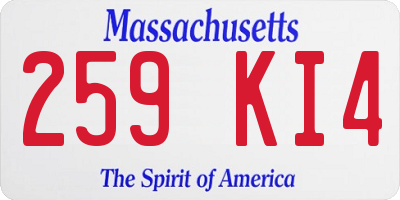 MA license plate 259KI4