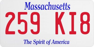 MA license plate 259KI8
