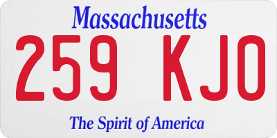 MA license plate 259KJ0