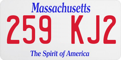 MA license plate 259KJ2