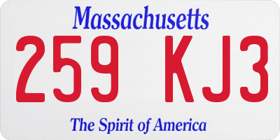 MA license plate 259KJ3