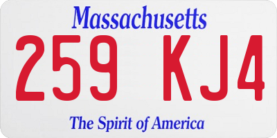 MA license plate 259KJ4