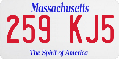 MA license plate 259KJ5