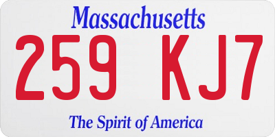 MA license plate 259KJ7