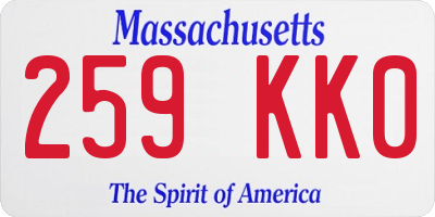 MA license plate 259KK0