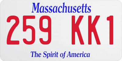 MA license plate 259KK1