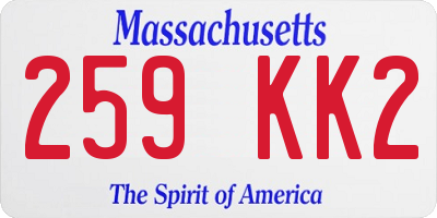 MA license plate 259KK2