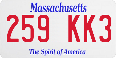 MA license plate 259KK3