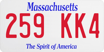 MA license plate 259KK4