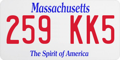 MA license plate 259KK5