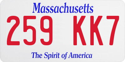 MA license plate 259KK7
