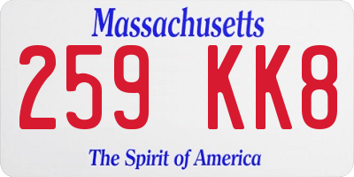MA license plate 259KK8