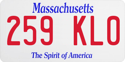 MA license plate 259KL0