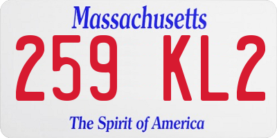 MA license plate 259KL2