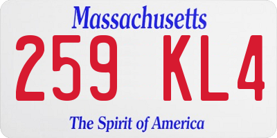 MA license plate 259KL4