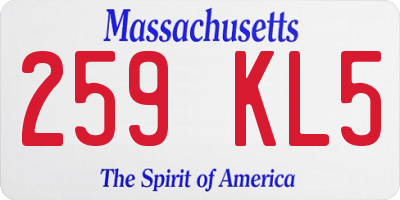 MA license plate 259KL5