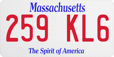 MA license plate 259KL6