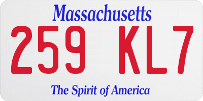 MA license plate 259KL7