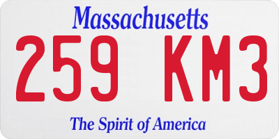 MA license plate 259KM3