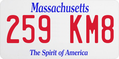MA license plate 259KM8