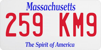 MA license plate 259KM9