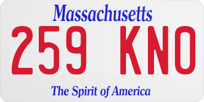 MA license plate 259KN0
