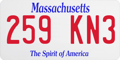 MA license plate 259KN3