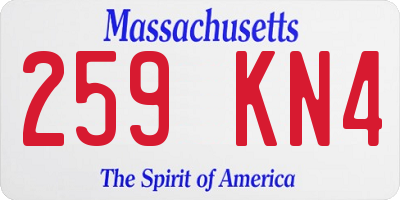 MA license plate 259KN4