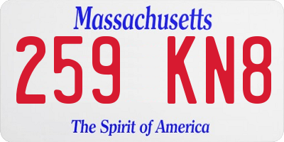 MA license plate 259KN8