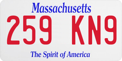 MA license plate 259KN9