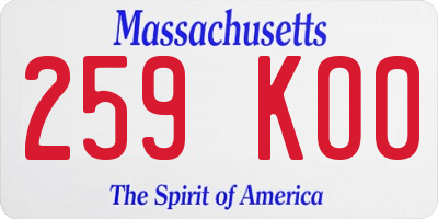 MA license plate 259KO0